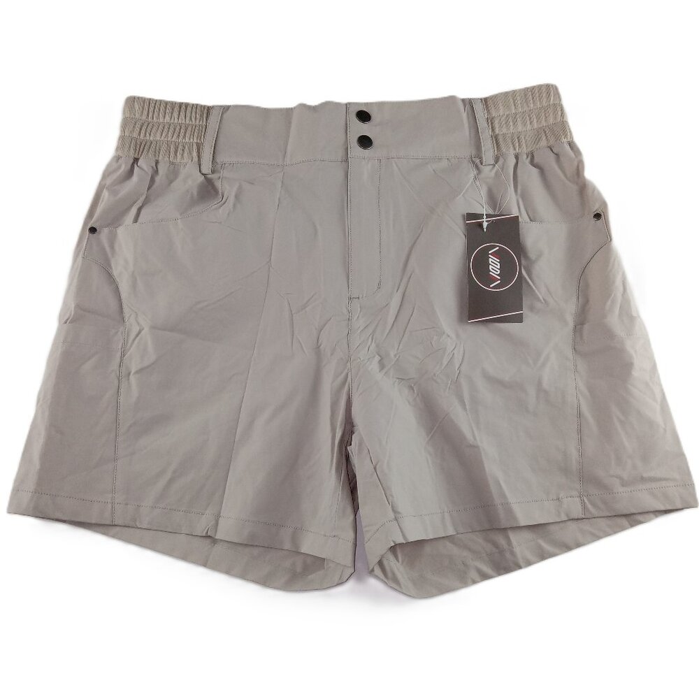 Viodia Women's Hiking Athletic Shorts Size XL Tan Elastic Waist Zippered Pocket